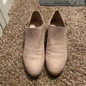 Pink suede ankle booties